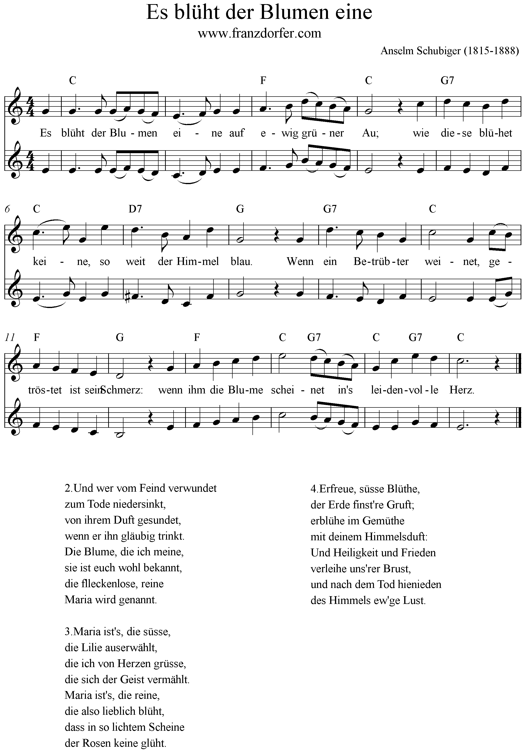 Noten, Schubiger, Es blüht der Böumen eine